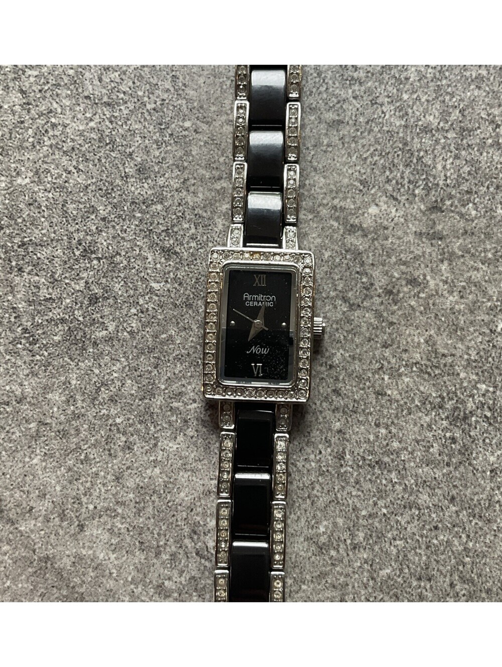Armitron Ceramic Womens Watch 17mm Silver Tone Case/Band Crystal Accents B-H